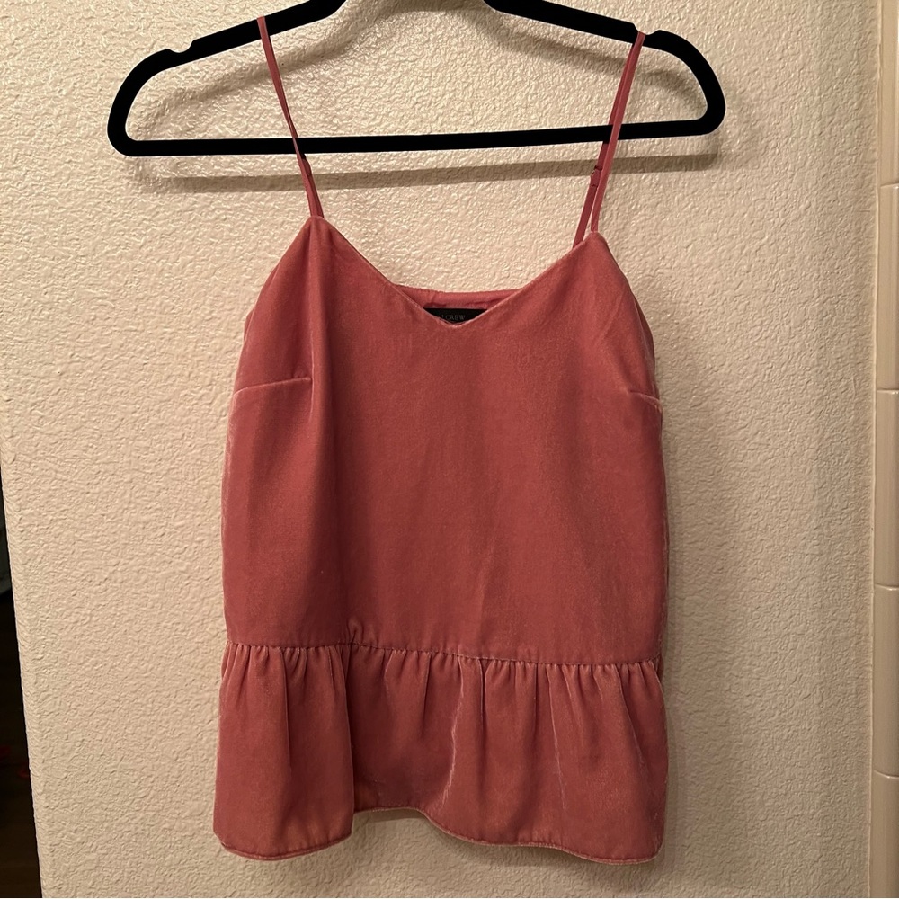 J Crew pink velvet skirted tank